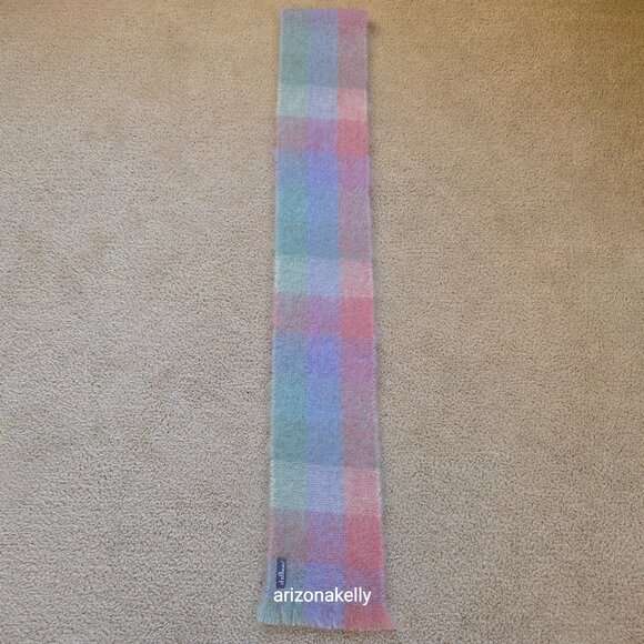 NWOT Mohair Scarf Pastel Plaid Pink Lavender St. Albans Australia - Picture 3 of 15